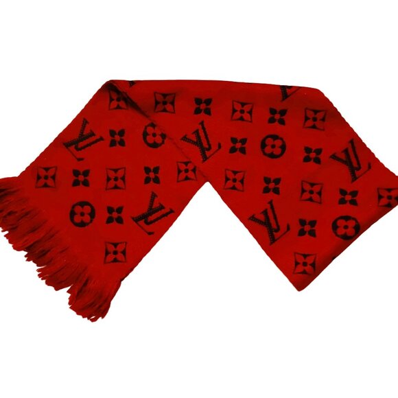 LOUIS VUITTON LV Classic Luxury Vintage Red Black Wool & Silk Monogram Scarf - Picture 1 of 15